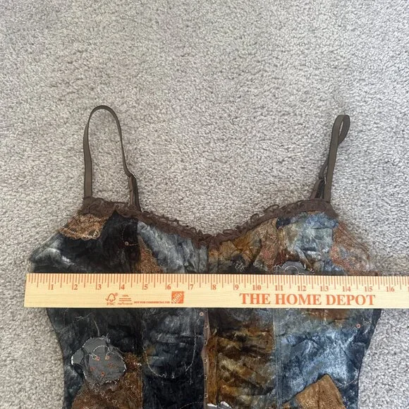 Y2K Velvet Corset Top-Lace Patchwork Bustier-Fairy Grunge/Whimsigoth - Picture 12 of 12